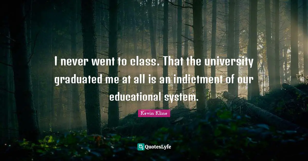 I never went to class. That the university graduated me at all is an indictment of our educational system.