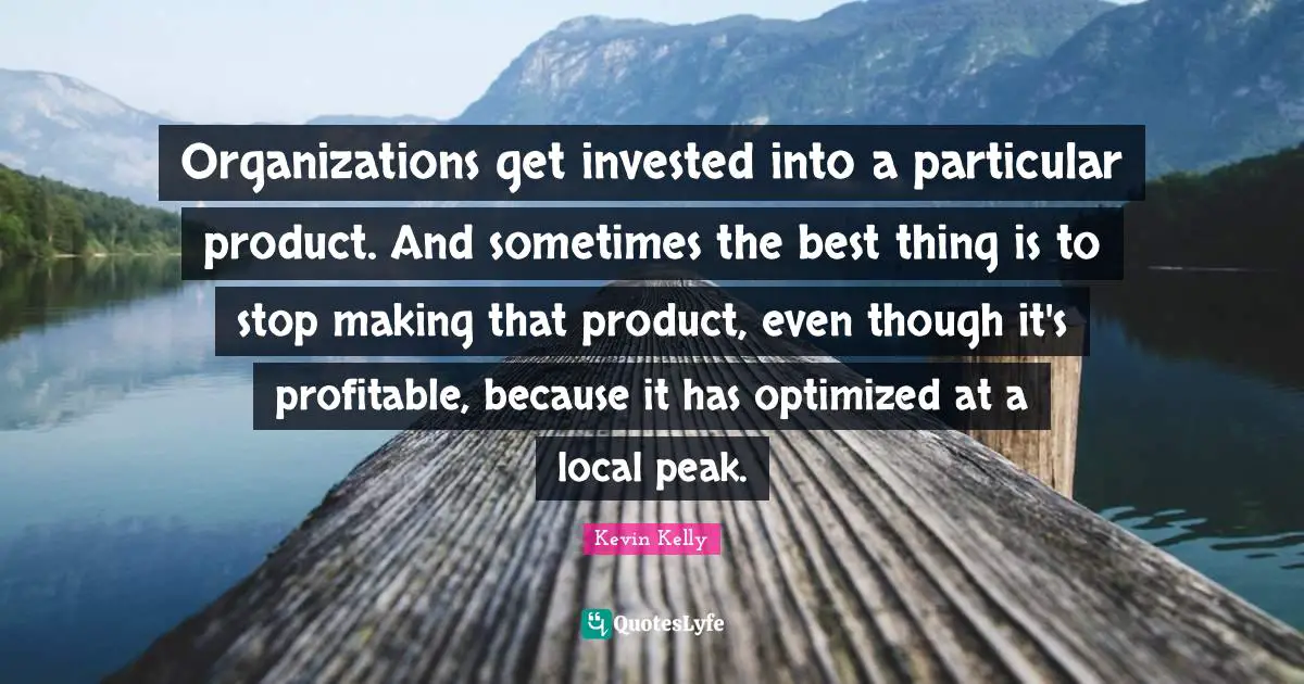 Organizations get invested into a particular product. And sometimes the best thing is to stop making that product, even though it's profitable, because it has optimized at a local peak.