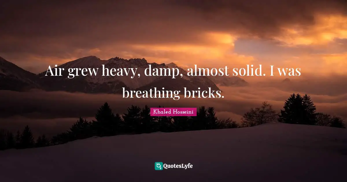 Air grew heavy, damp, almost solid. I was breathing bricks.