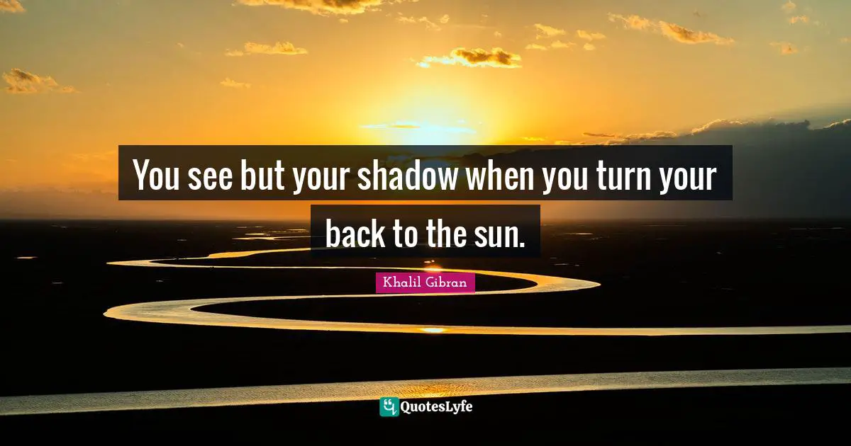 You see but your shadow when you turn your back to the sun.