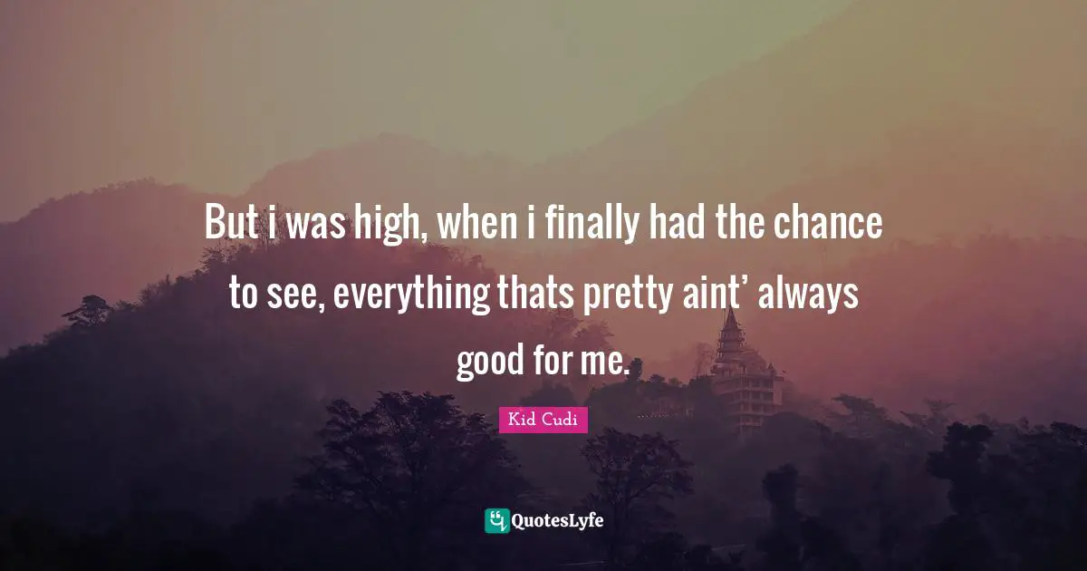But i was high, when i finally had the chance to see, everything thats pretty aint’ always good for me.