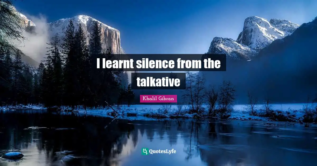 I learnt silence from the talkative