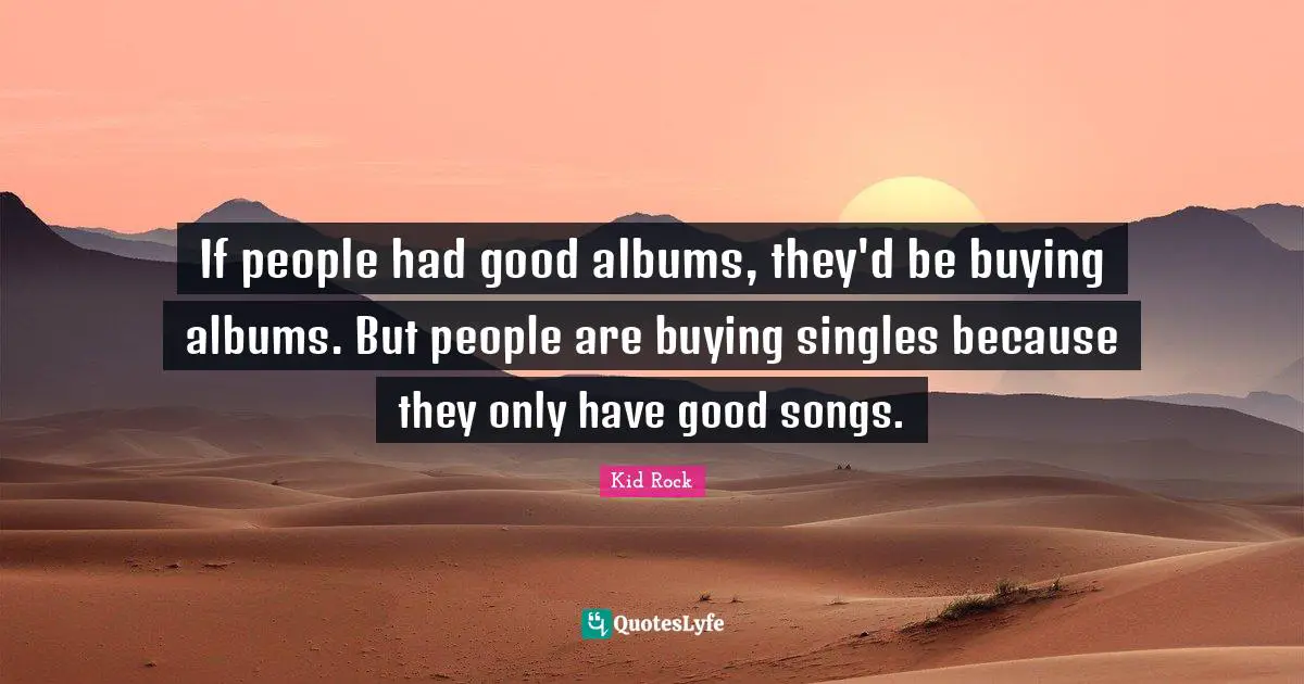 If people had good albums, they'd be buying albums. But people are buying singles because they only have good songs.
