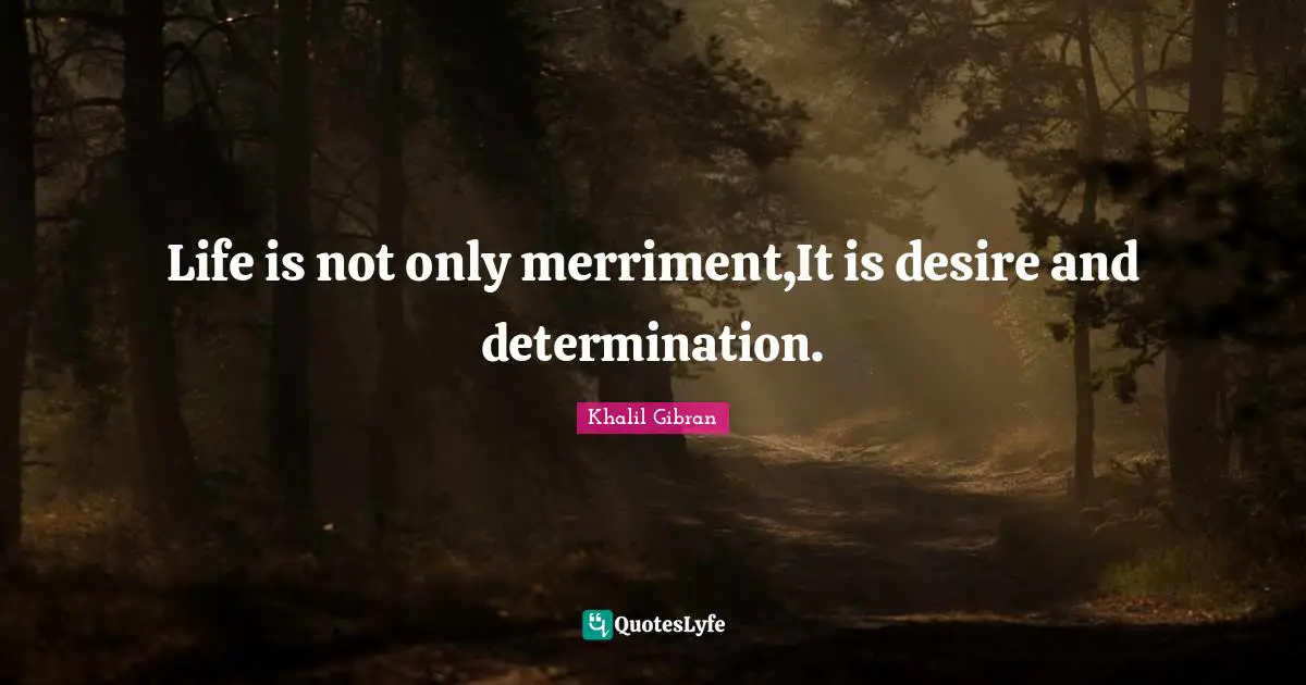 Life is not only merriment,It is desire and determination.
