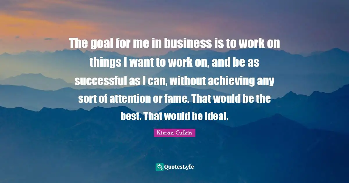 The goal for me in business is to work on things I want to work on, and be as successful as I can, without achieving any sort of attention or fame. That would be the best. That would be ideal.