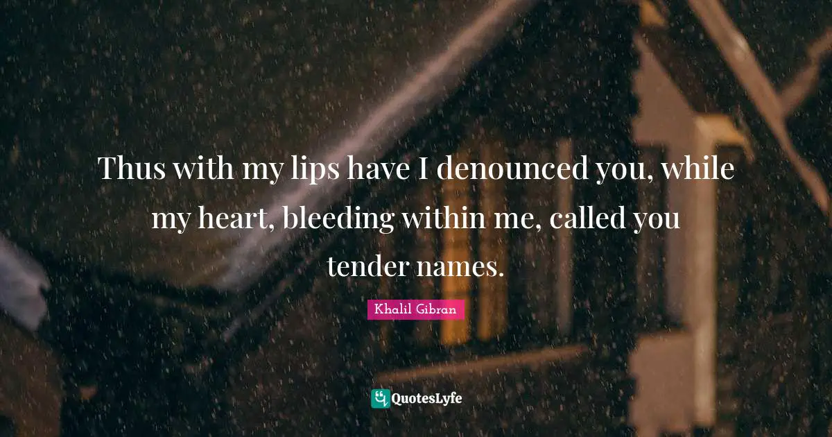 Thus with my lips have I denounced you, while my heart, bleeding within me, called you tender names.