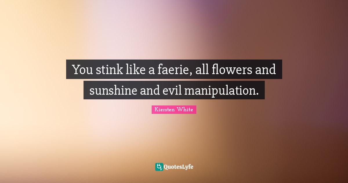Manipulation Quotes: "You stink like a faerie, all flowers and sunshine and evil manipulation."