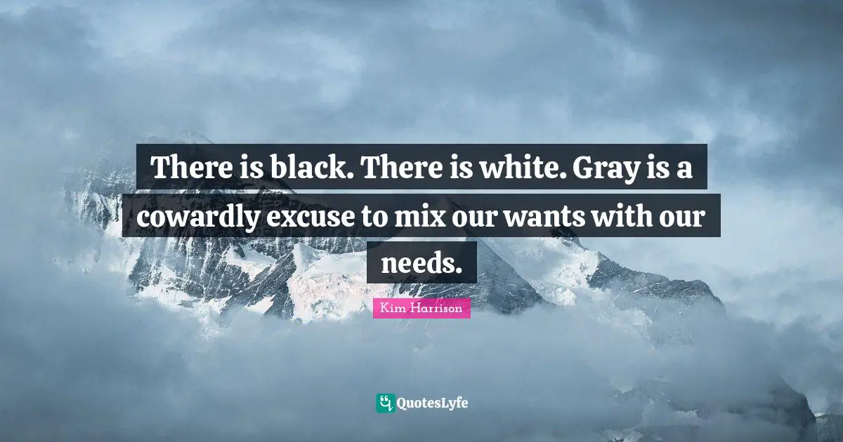 There is black. There is white. Gray is a cowardly excuse to mix our wants with our needs.