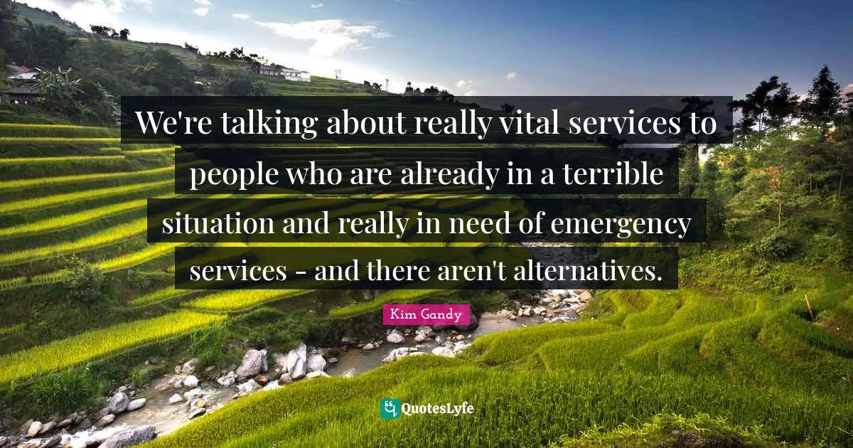 We're talking about really vital services to people who are already in a terrible situation and really in need of emergency services - and there aren't alternatives.