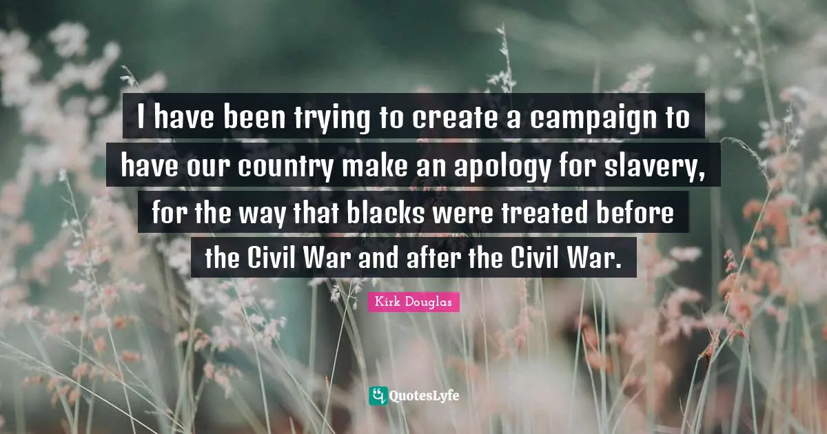 I have been trying to create a campaign to have our country make an apology for slavery, for the way that blacks were treated before the Civil War and after the Civil War.
