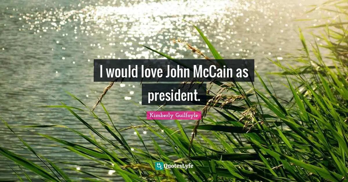 I would love John McCain as president.
