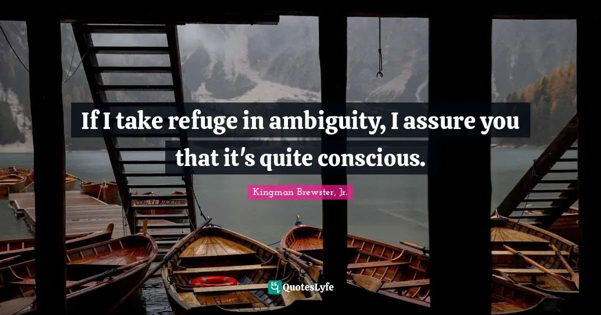 If I take refuge in ambiguity, I assure you that it's quite conscious.