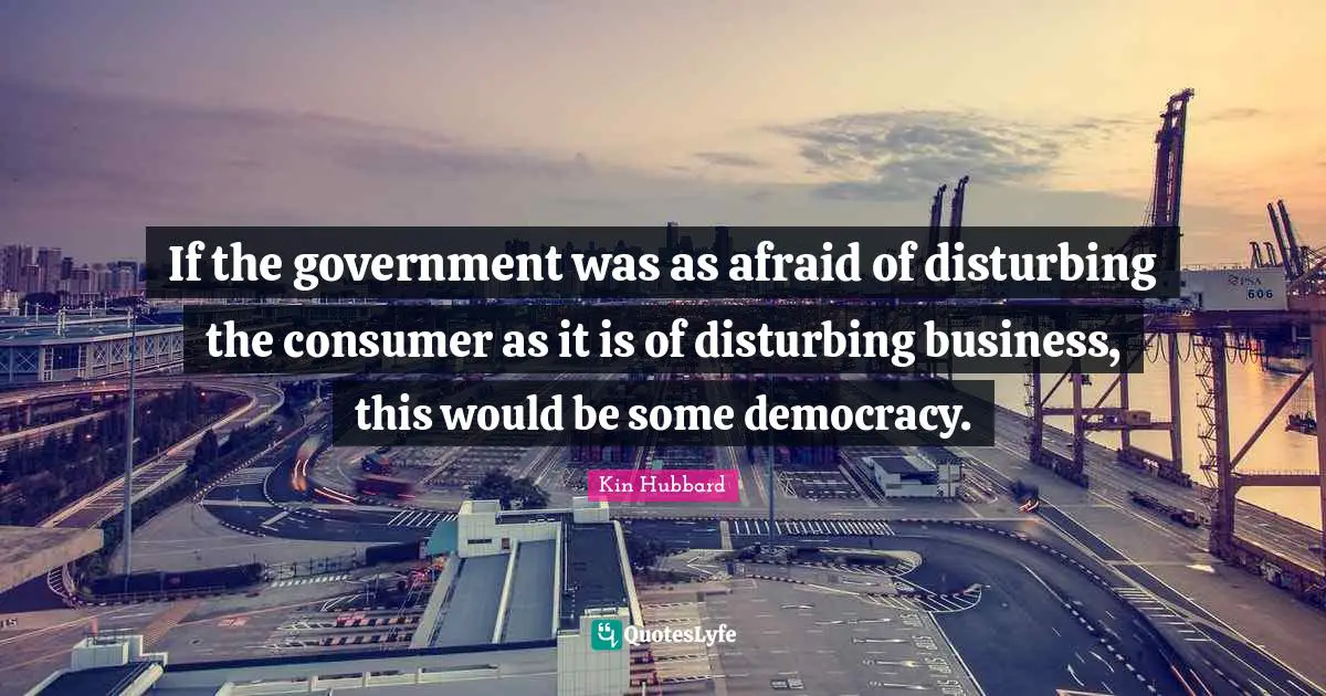 If the government was as afraid of disturbing the consumer as it is of disturbing business, this would be some democracy.