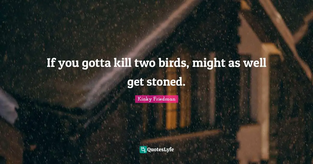 If you gotta kill two birds, might as well get stoned.