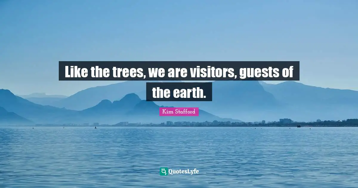 Guests Quotes: "Like the trees, we are visitors, guests of the earth."