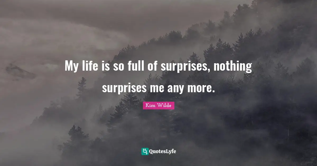 My life is so full of surprises, nothing surprises me any more.