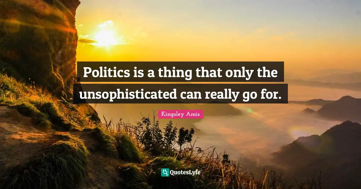 Politics is a thing that only the unsophisticated can really go for.