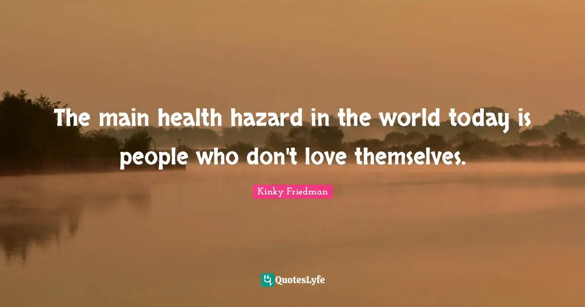 Hazards Quotes: "The main health hazard in the world today is people who don't love themselves."