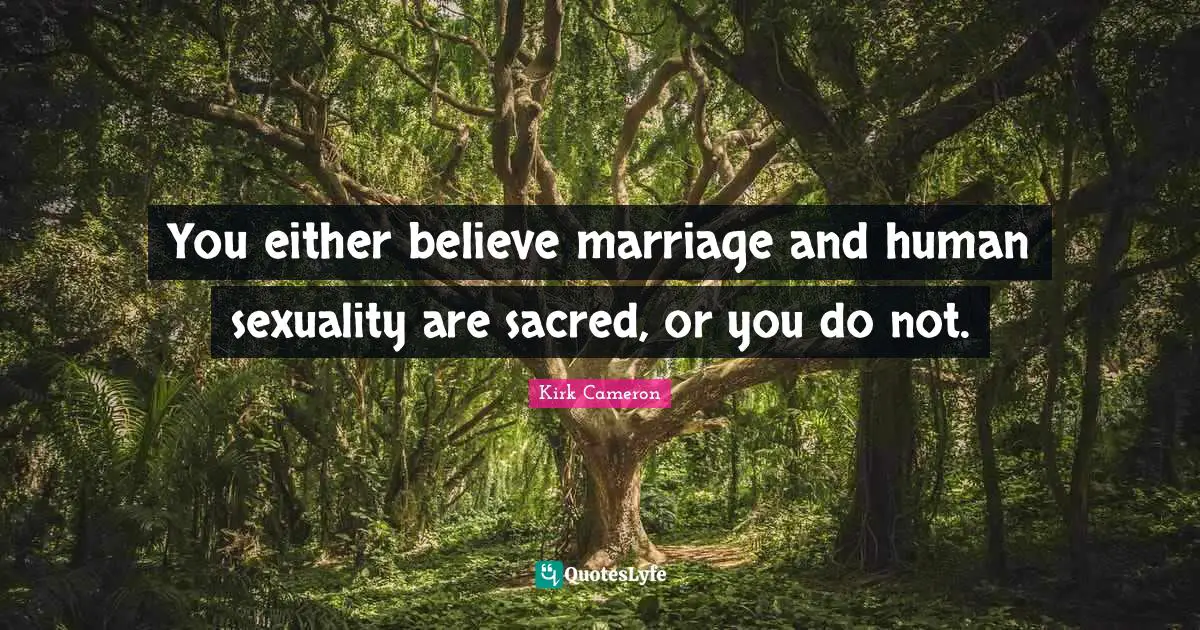 You either believe marriage and human sexuality are sacred, or you do not.