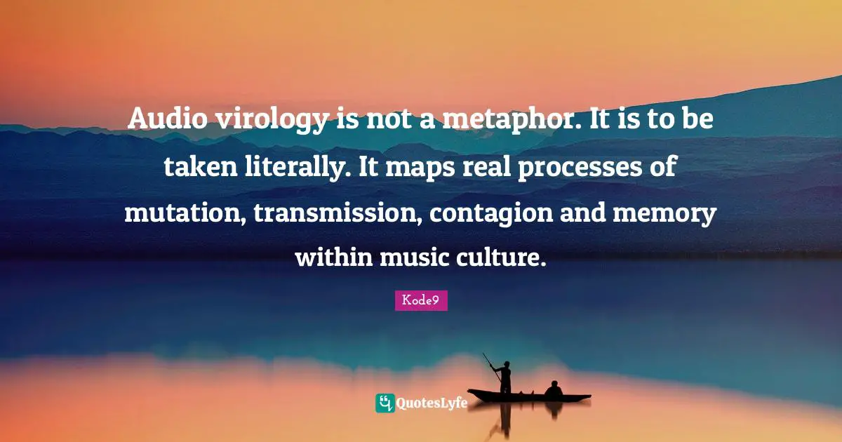 Audio virology is not a metaphor. It is to be taken literally. It maps real processes of mutation, transmission, contagion and memory within music culture.