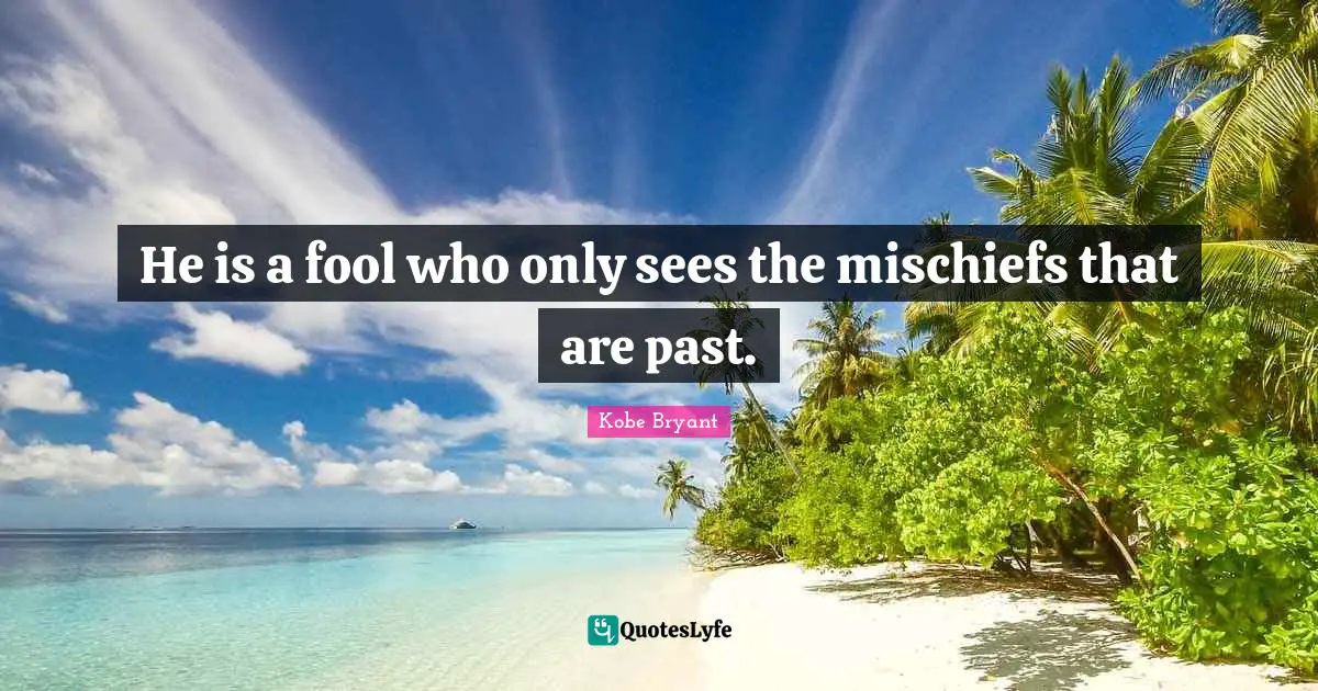 He is a fool who only sees the mischiefs that are past.