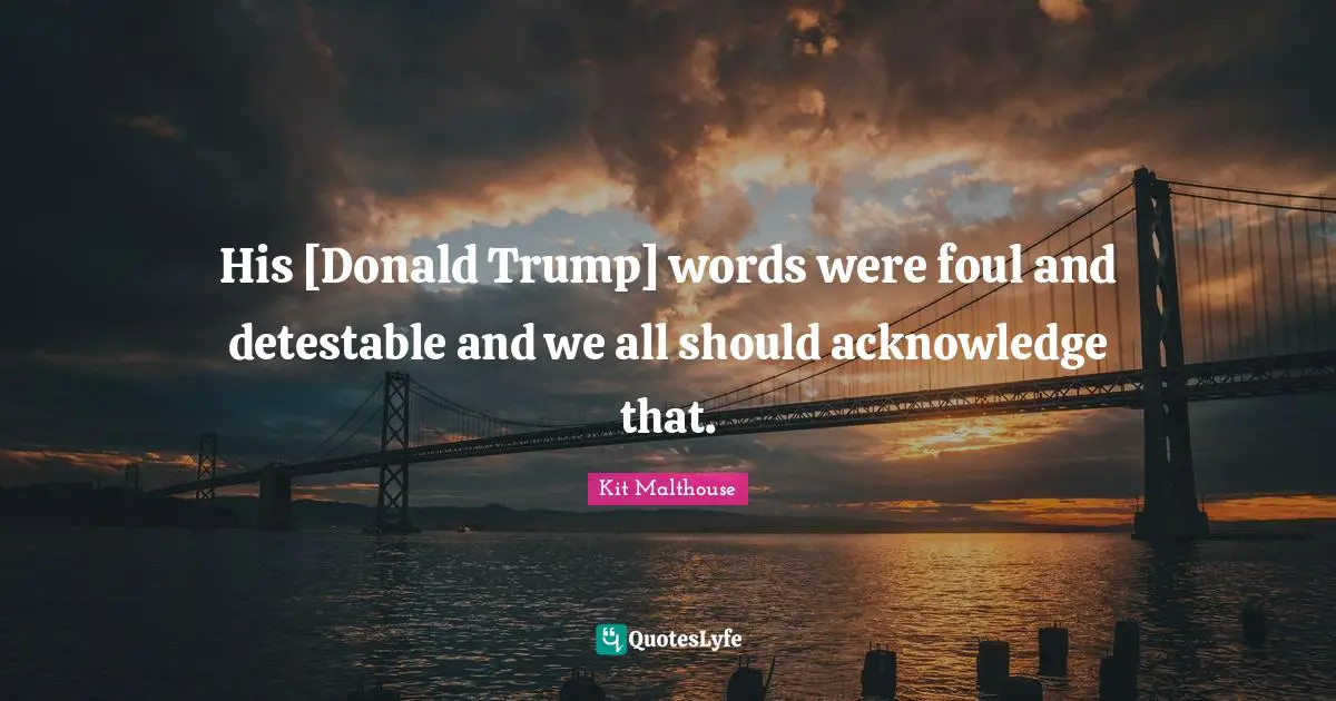 His [Donald Trump] words were foul and detestable and we all should acknowledge that.