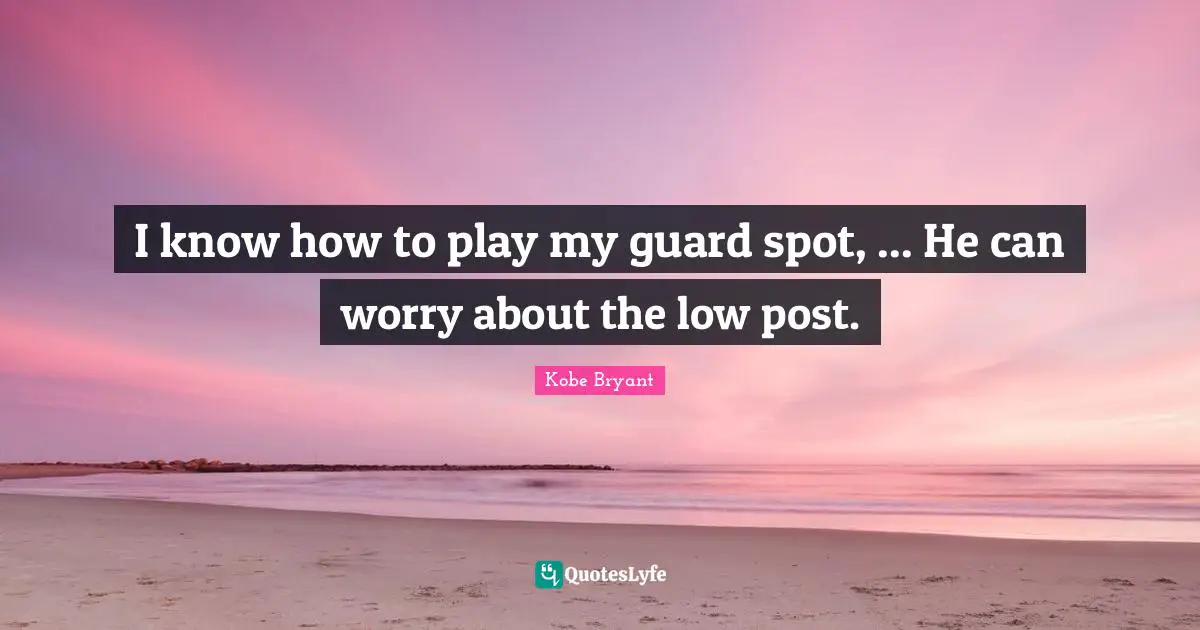 I know how to play my guard spot, ... He can worry about the low post.