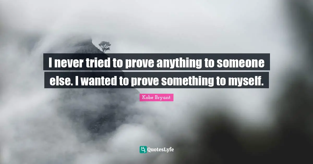 I never tried to prove anything to someone else. I wanted to prove something to myself.