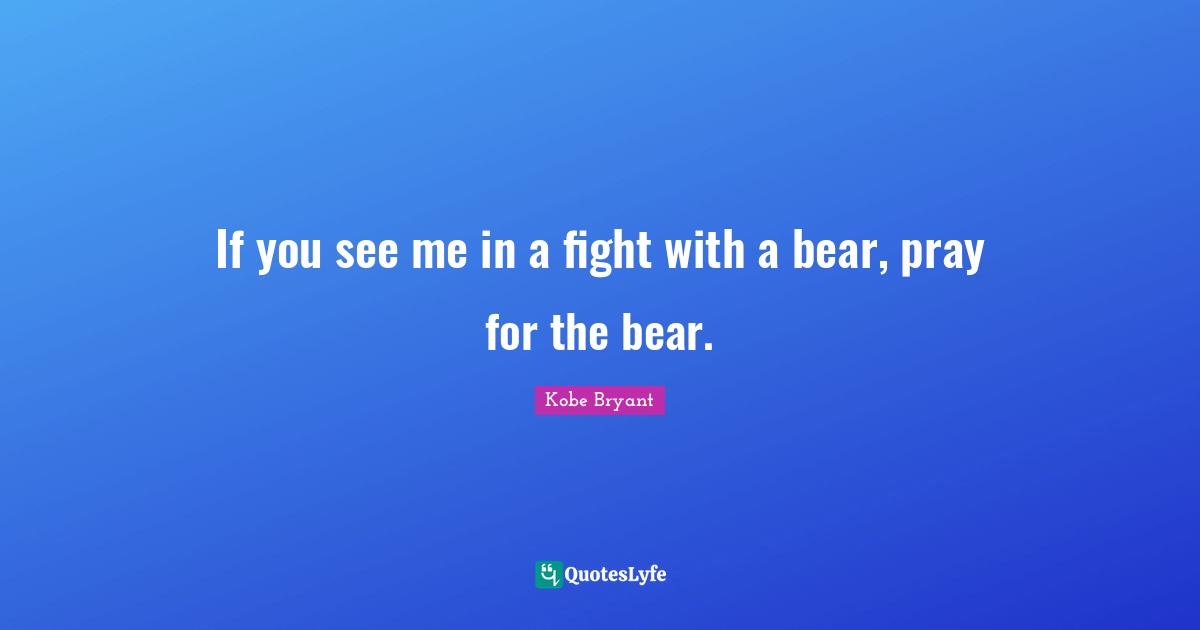If you see me in a fight with a bear, pray for the bear.