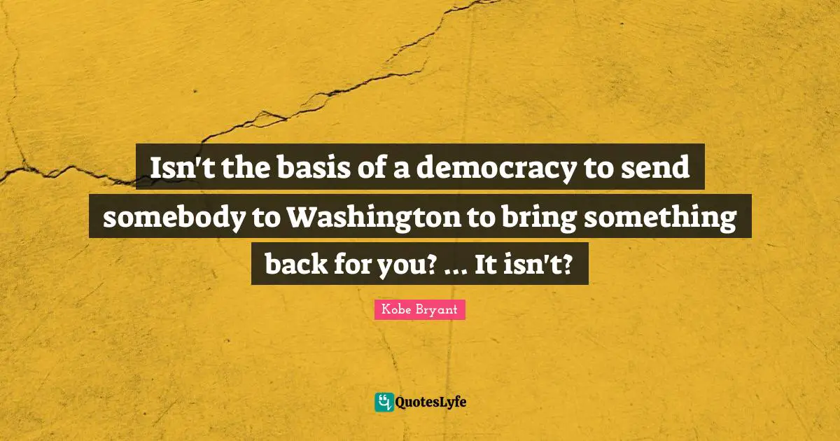 Isn't the basis of a democracy to send somebody to Washington to bring something back for you? ... It isn't?