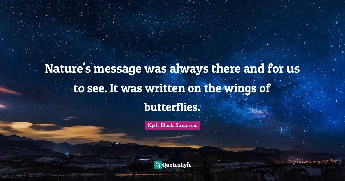 Nature's message was always there and for us to see. It was written on the wings of butterflies.