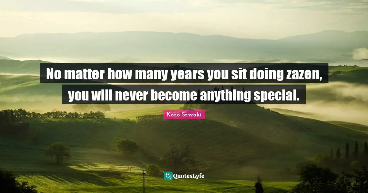 No matter how many years you sit doing zazen, you will never become anything special.