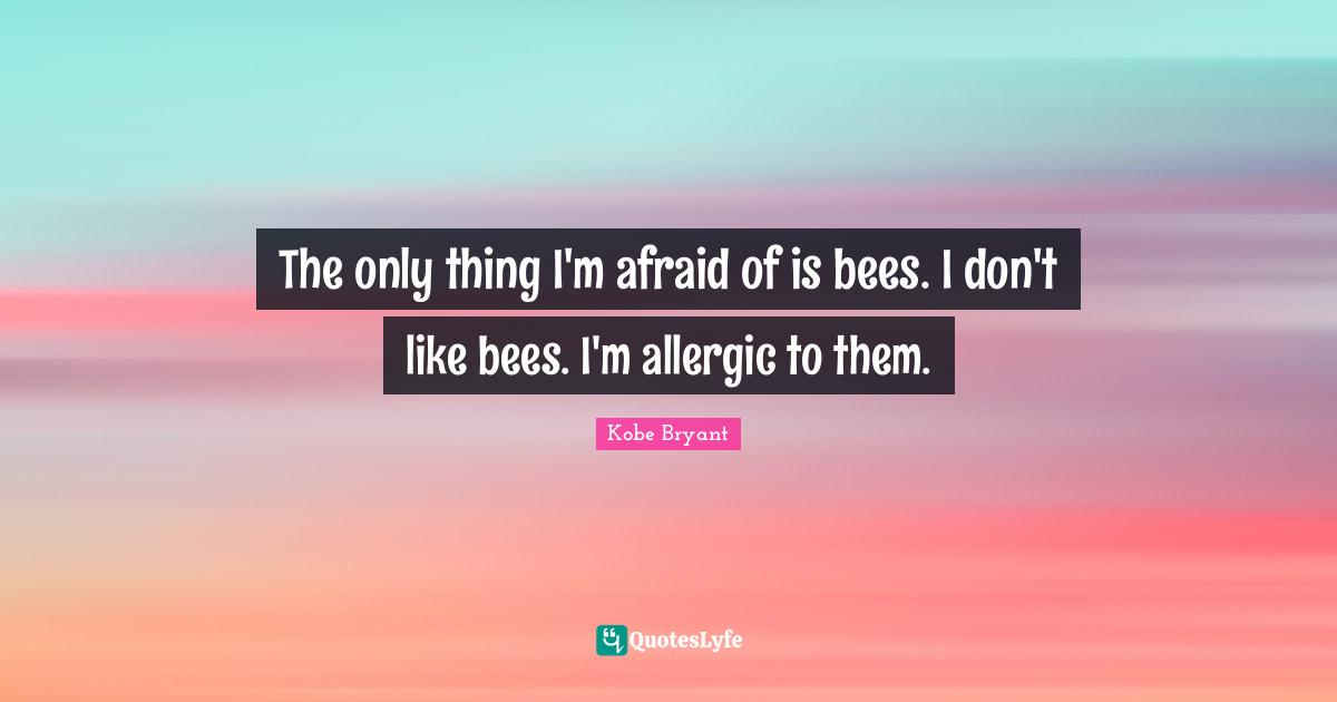 The only thing I'm afraid of is bees. I don't like bees. I'm allergic to them.