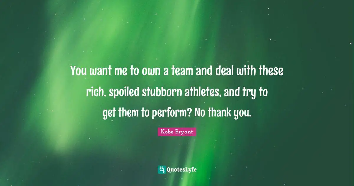 You want me to own a team and deal with these rich, spoiled stubborn athletes, and try to get them to perform? No thank you.