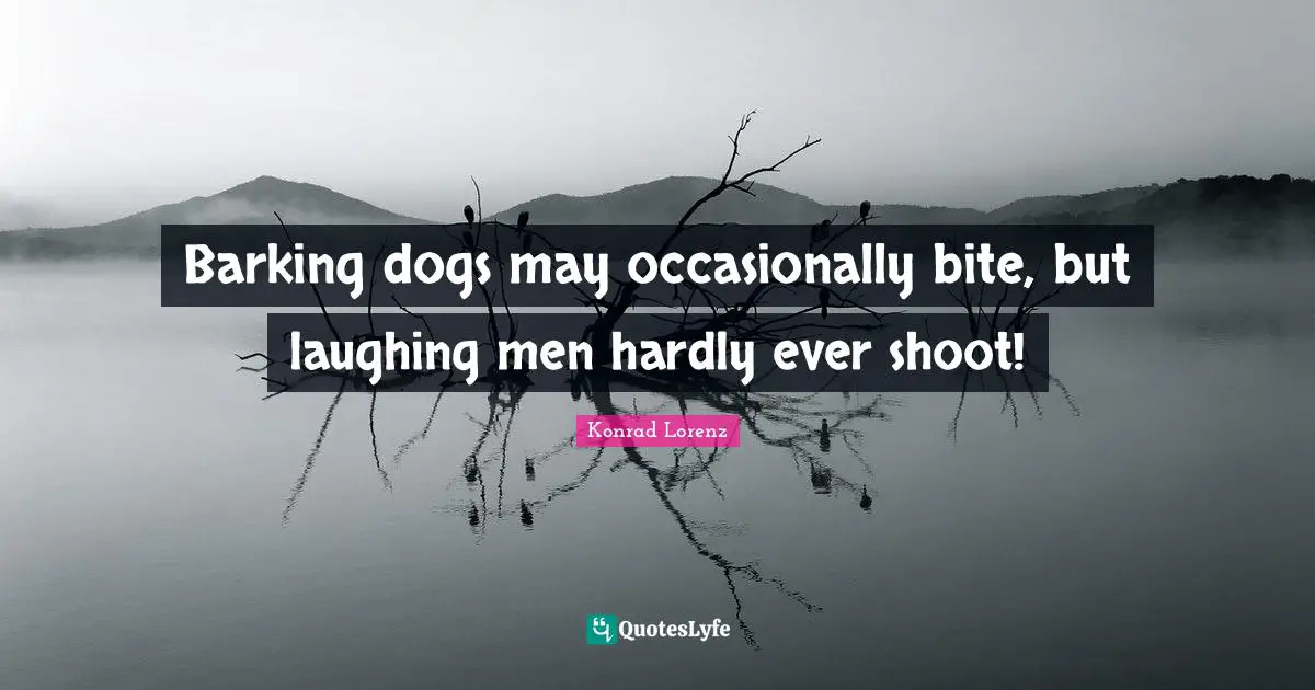 Barking dogs may occasionally bite, but laughing men hardly ever shoot!