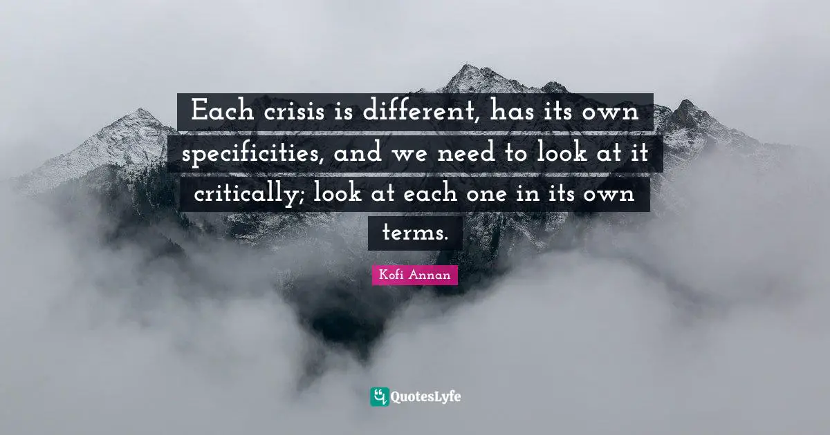 Each crisis is different, has its own specificities, and we need to look at it critically; look at each one in its own terms.