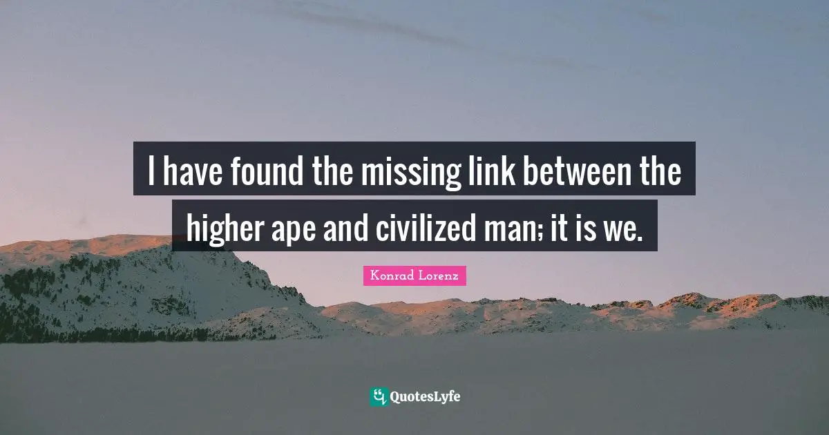 I have found the missing link between the higher ape and civilized man; it is we.