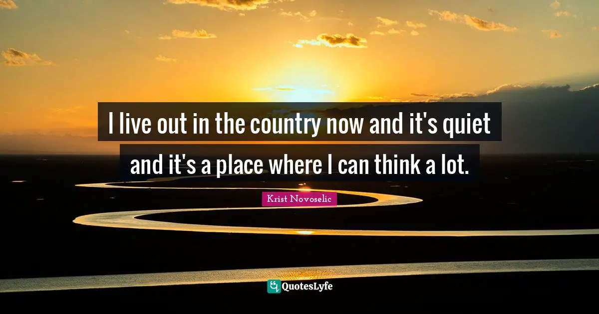 Krist Novoselic Quotes: "I live out in the country now and it's quiet and it's a place where I can think a lot."