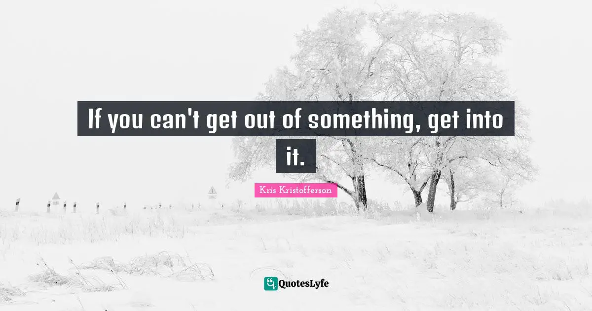 If you can't get out of something, get into it.