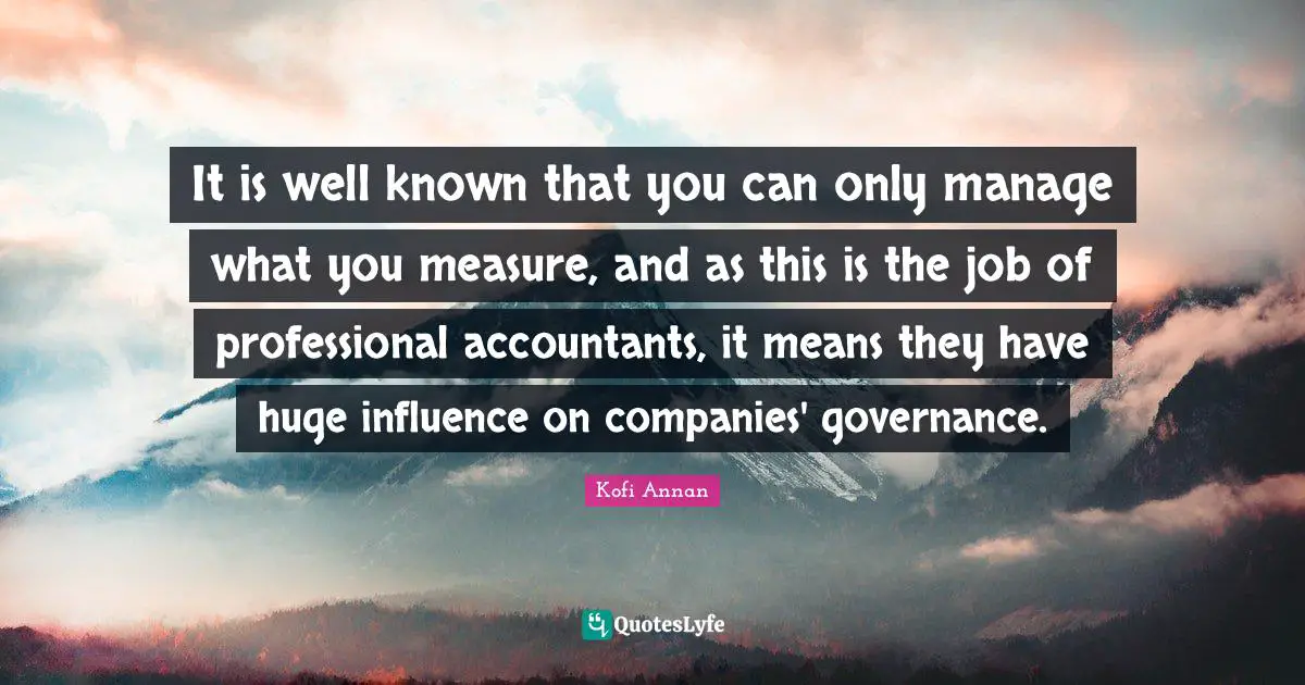It is well known that you can only manage what you measure, and as this is the job of professional accountants, it means they have huge influence on companies' governance.