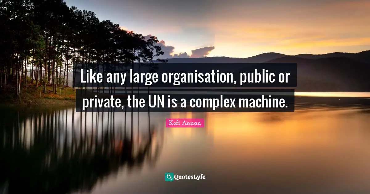 Like any large organisation, public or private, the UN is a complex machine.