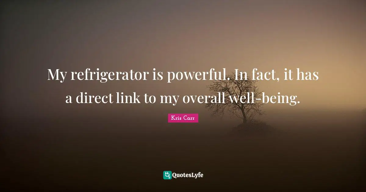 My refrigerator is powerful. In fact, it has a direct link to my overall well-being.