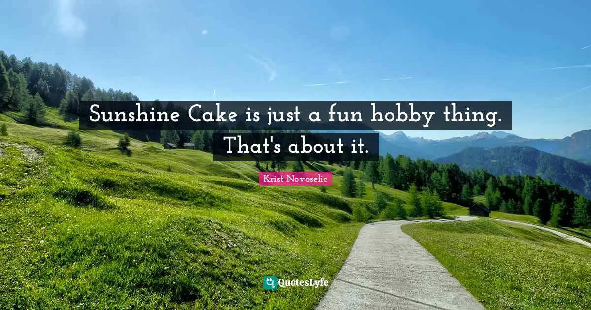 Krist Novoselic Quotes: "Sunshine Cake is just a fun hobby thing. That's about it."