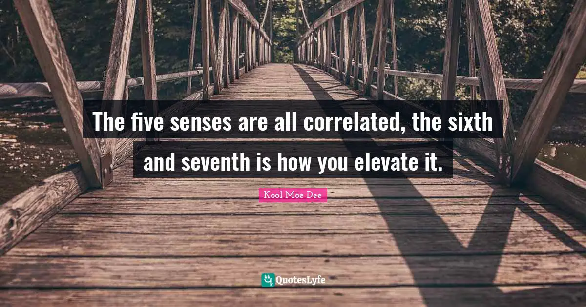 Kool Moe Dee Quotes: "The five senses are all correlated, the sixth and seventh is how you elevate it."