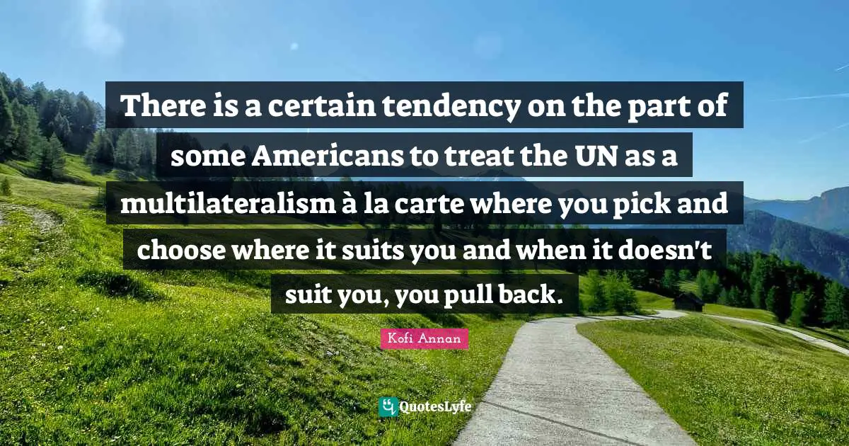 Suits You Quotes: "There is a certain tendency on the part of some Americans to treat the UN as a multilateralism à la carte where you pick and choose where it suits you and when it doesn't suit you, you pull back."