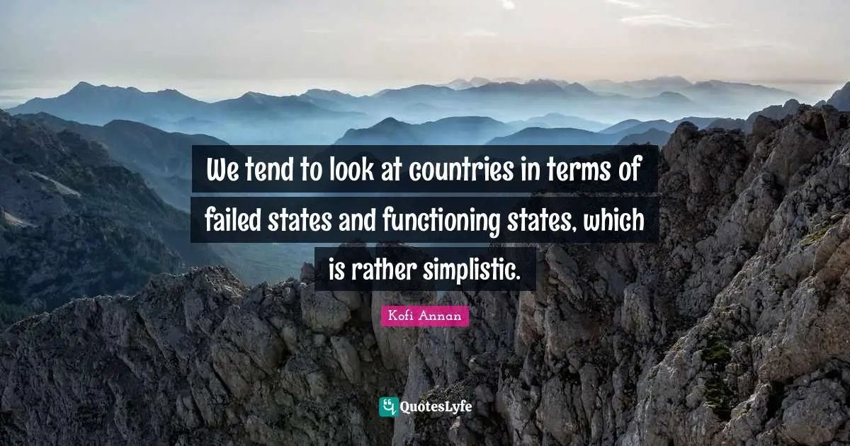 We tend to look at countries in terms of failed states and functioning states, which is rather simplistic.
