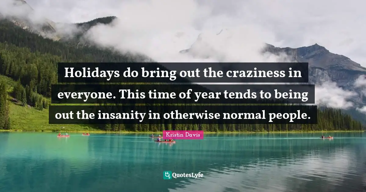 Holidays do bring out the craziness in everyone. This time of year tends to being out the insanity in otherwise normal people.
