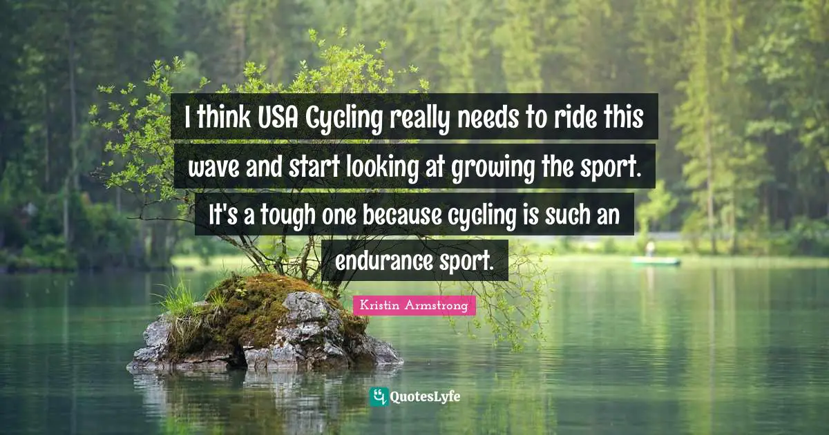 I think USA Cycling really needs to ride this wave and start looking at growing the sport. It's a tough one because cycling is such an endurance sport.