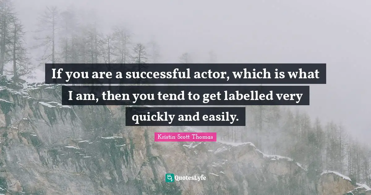 If you are a successful actor, which is what I am, then you tend to get labelled very quickly and easily.