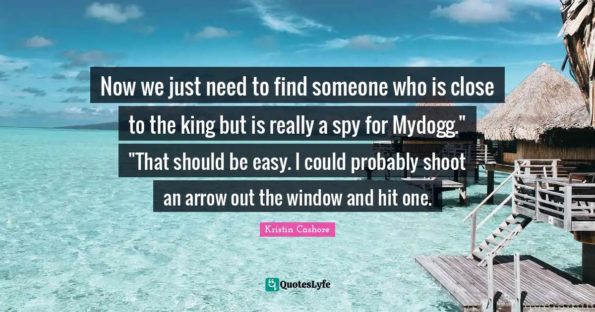 Now we just need to find someone who is close to the king but is really a spy for Mydogg." "That should be easy. I could probably shoot an arrow out the window and hit one.